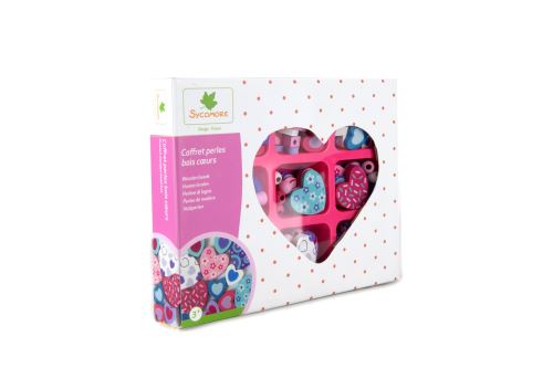 Coffret Faujas perles bois cœurs