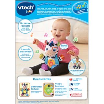 Peluche musicale et lumineuse Vtech Baby P'Tit Zèbre Rockstar