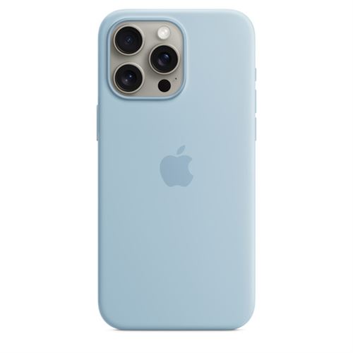 Apple Coque en silicone avec MagSafe pour iPhone 15 Pro Max Bleu clair