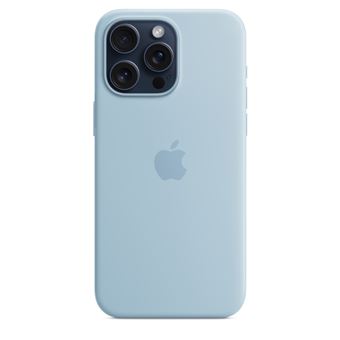 Coque en silicone avec MagSafe pour Apple iPhone 15 Pro Max Bleu clair