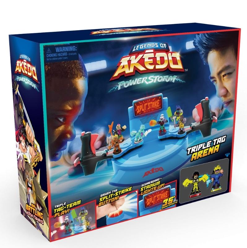 Arène Triple Coup pour Combats en équipe des légendes d'Akedo Powerstorm avec Plus de 40 Effets sonores de Combat, Un Tableau des Scores Lumineux et 2 Figurines Miniatures de Combat Exclusives Arène Triple Coup pour Combats en équipe des légendes d'Akedo Powerstorm avec Plus de 40 Effets sonores de Combat, Un Tableau des Scores Lumineux et 2 Figurines Miniatures de Combat Exclusives