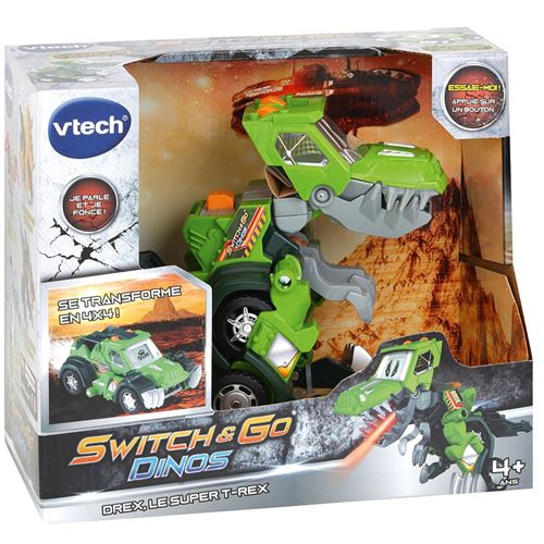 VTech - Jouet voiture et dinosaure - Switch & Go Dinos Crash : Zyrex, le  T-REX