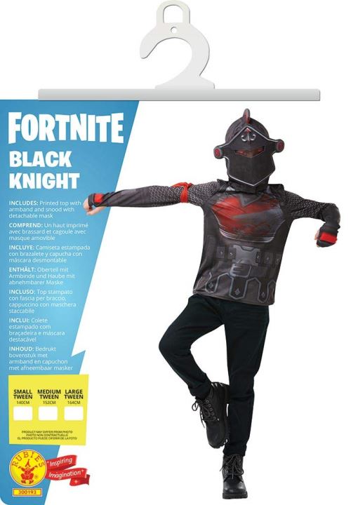 Déguisement Fortnite Ado Black Knight Top et cagoule Taille XXXL