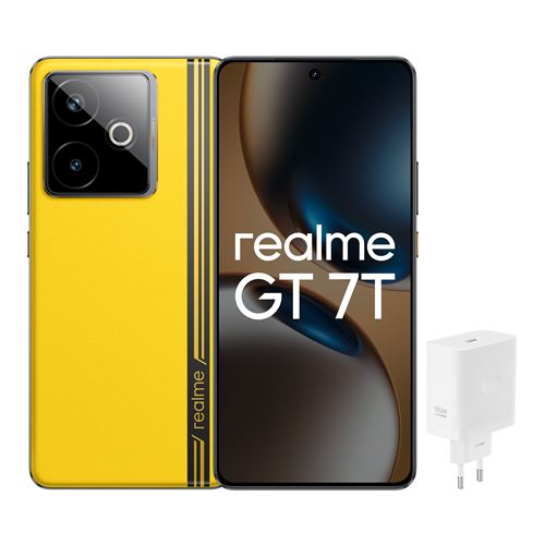 Pack Smartphone Realme GT7T 6,8 5G Double nano SIM 512 Go Jaune avec chargeur Realme 120 W