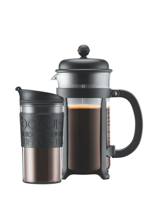 Cafetière à piston Bodum 8 tasses 1L Noir avec un Travel Mug - Achat & prix