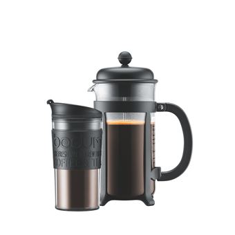 Cafetière à Piston Bodum 8 Tasses 1L Noir Avec Un Travel Mug - Achat ...