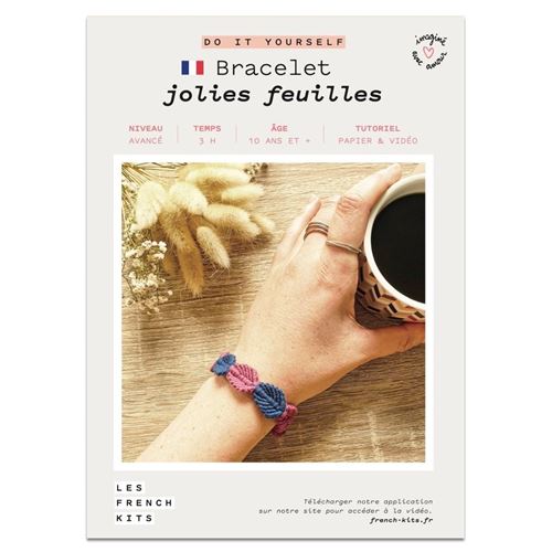 Kit créatif French kits Macramé Bracelet Jolies Feuilles