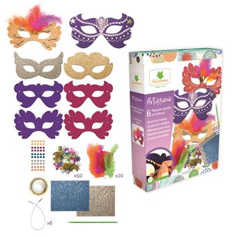 Kit créatif Au Sycomore Artissimo 6 Masques à gratter et à décorer