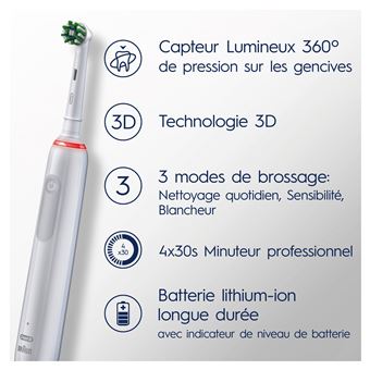 Brosse a dents electrique Oral-B Pro 3800 Sensi Ultra-Thin Blanche