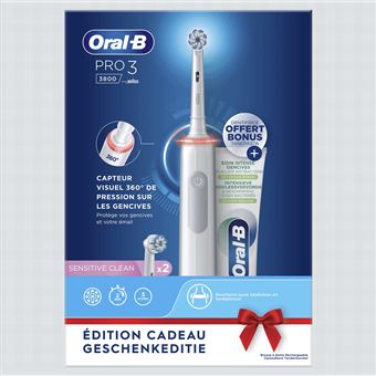 Brosse a dents electrique Oral-B Pro 3800 Sensi Ultra-Thin Blanche