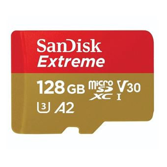 SanDisk Extreme - Carte mémoire flash (adaptateur microSDXC vers SD inclus(e)) - 128 Go - A2 / Video Class V30 / UHS-I U3 / Class10 - microSDXC UHS-I