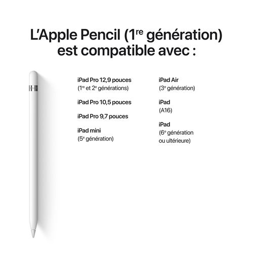 Apple Pencil 1st Generation - Stylet actif - Bluetooth - pour 9.7