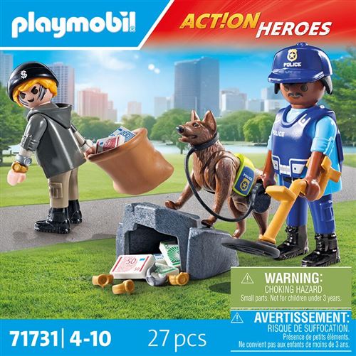 Policier Chien De Recherche Et Voleur Playmobil La Boite - vue 4