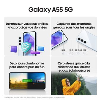 Smartphone Samsung Galaxy A55 6,6" 5G Nano SIM 128 Go Bleu nuit