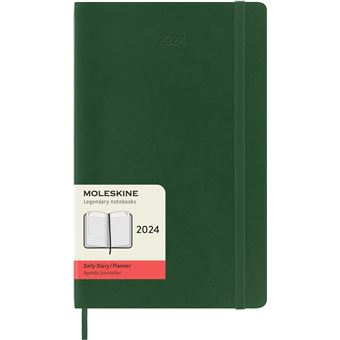 Agenda civil journalier Moleskine 2024 12 mois Grand Format Couverture Souple Vert