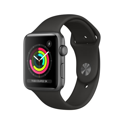 Apple Watch Series 3 (Gps) Boîtier En Aluminium Gris Sidéral De 42 Mm Avec Bracelet Sport Noir