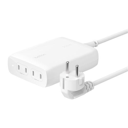Chargeur secteur GaN 4 ports USB-C® Belkin BoostCharge Pro 200 W Blanc avec cordon d alimentation 1,5 m