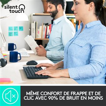 Logitech MK295 Silent - Ensemble clavier et souris - sans fil - 2.4 GHz - AZERTY - Hollandais - graphite