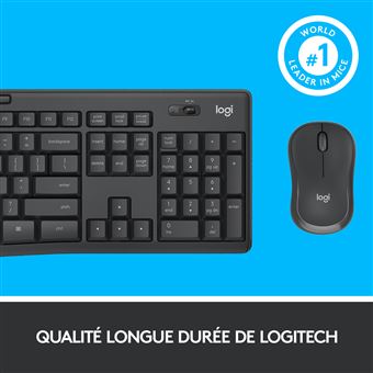 Logitech MK295 Silent - Ensemble clavier et souris - sans fil - 2.4 GHz - AZERTY - Hollandais - graphite