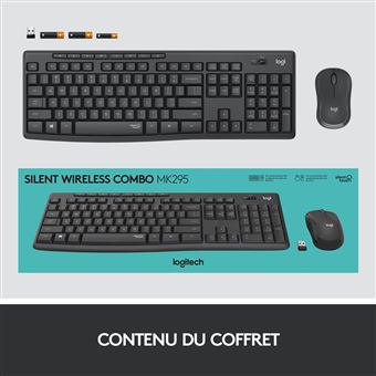 Logitech MK295 Silent - Ensemble clavier et souris - sans fil - 2.4 GHz - AZERTY - Hollandais - graphite