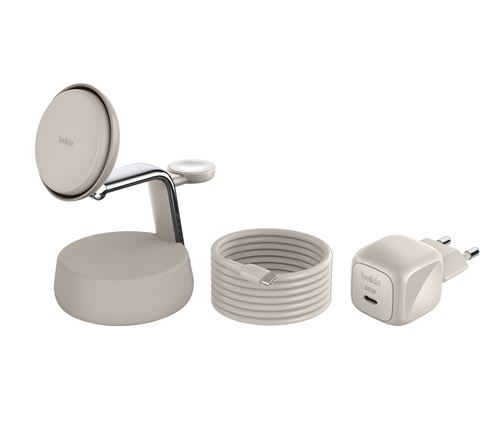 Support de chargement sans fil 3-en-1 Belkin UltraCharge Pro Charbon + adaptateur secteur 25 W