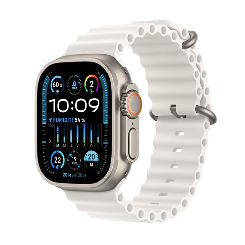 Apple Watch Ultra 2 GPS + Cellular Boîtier en Titane de 49 mm avec Bracelet Océan Blanc