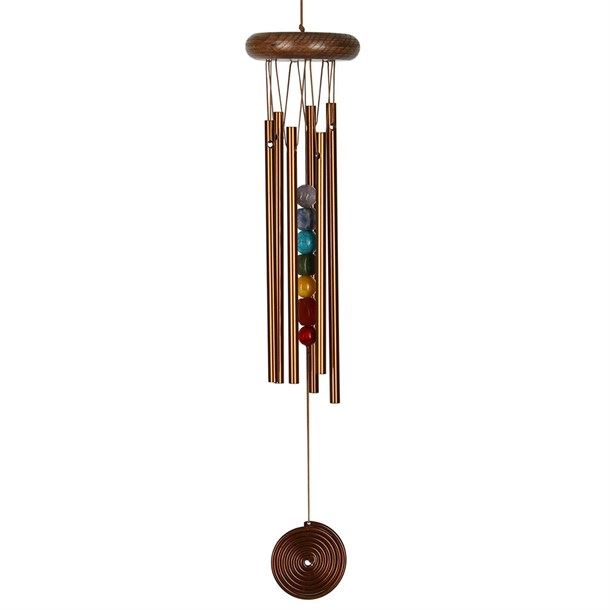 Carillon à vent avec 6 tubes en métal - Pierres des chakras - Librairie  Savoir-Être