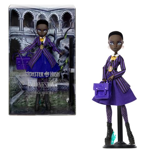 Monster High x Mercredi Bianca Barclay Poupée à Collectionner en Uniforme de pensionnaire de Nevermore avec amulette de sirène Sac à Dos et Socle pour poupée JDR71 - vue 7