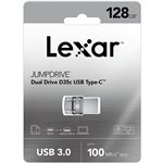 Clé Dual Drive USB 3.0 Lexar JumpDrive D35c 128 Go Gris