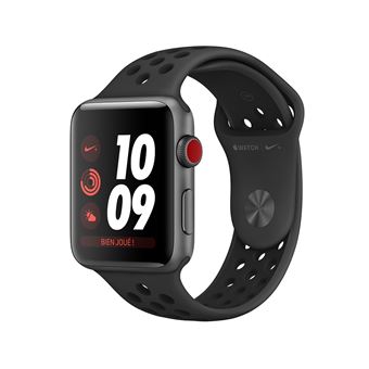 Apple Watch Series 3 Nike+ Cellular 42 mm Boîtier en Aluminium Gris sidéral  avec Bracelet Sport Anthracite - Apple Watch - Achat \u0026 prix | fnac