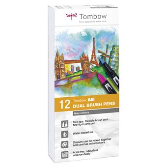 Set de 12 feutres Tombow France & Benelux Abt Dual Gris