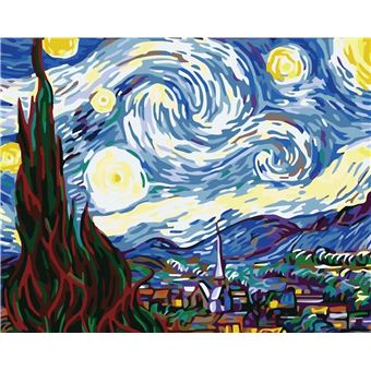 70% sur Peinture par numéro Figured'Art Van Gogh Nuit Etoilée