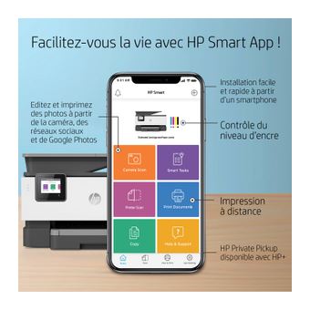 Imprimante multifonction Tout-en-un HP OfficeJet Pro 9019e Blanc et gris Eligible à instant ink