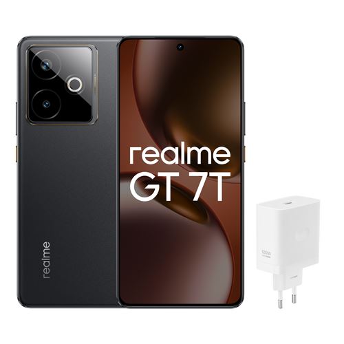 Pack Smartphone Realme GT7T 6,8 5G Double nano SIM 512 Go Noir avec chargeur Realme 120 W