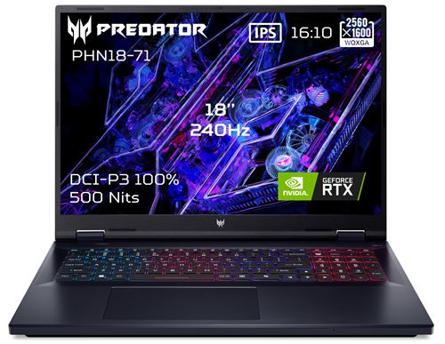 PC Portable Gaming Acer Predator Helios Neo 18 PHN18-71-99G6 18" Intel® Core™ i9 32 Go RAM 1 To SSD Nvidia GeForce RTX 4070 Noir Abyssal