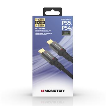 Monster Cable HDMI 2.1 Gaming UHD 8K 4K-144Hz pour PS5, XBOX 48 Gbps 1,80 m