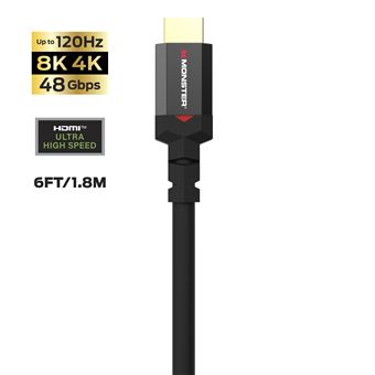 Monster Cable HDMI 2.1 Gaming UHD 8K 4K-144Hz pour PS5, XBOX 48 Gbps 1,80 m