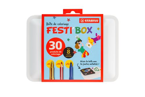 Boîte de coloriage Stabilo Festi’Box avec 30 pièces