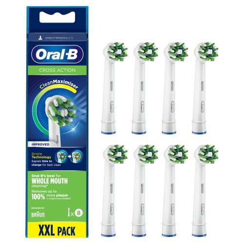 Oral-B CrossAction CleanMaximiser - Reserve-borstelkop - voor tandenborstel (pak van 8) - voor Pro 2000, 2500, 4000, 4500, 600, 650, 700, 7000