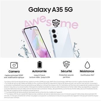 Smartphone Samsung Galaxy A35 6,6" 5G Nano SIM 128 Go Bleu