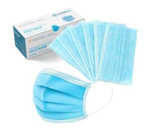 Boîte de 50 masques faciales plis non médical Mca Bleu