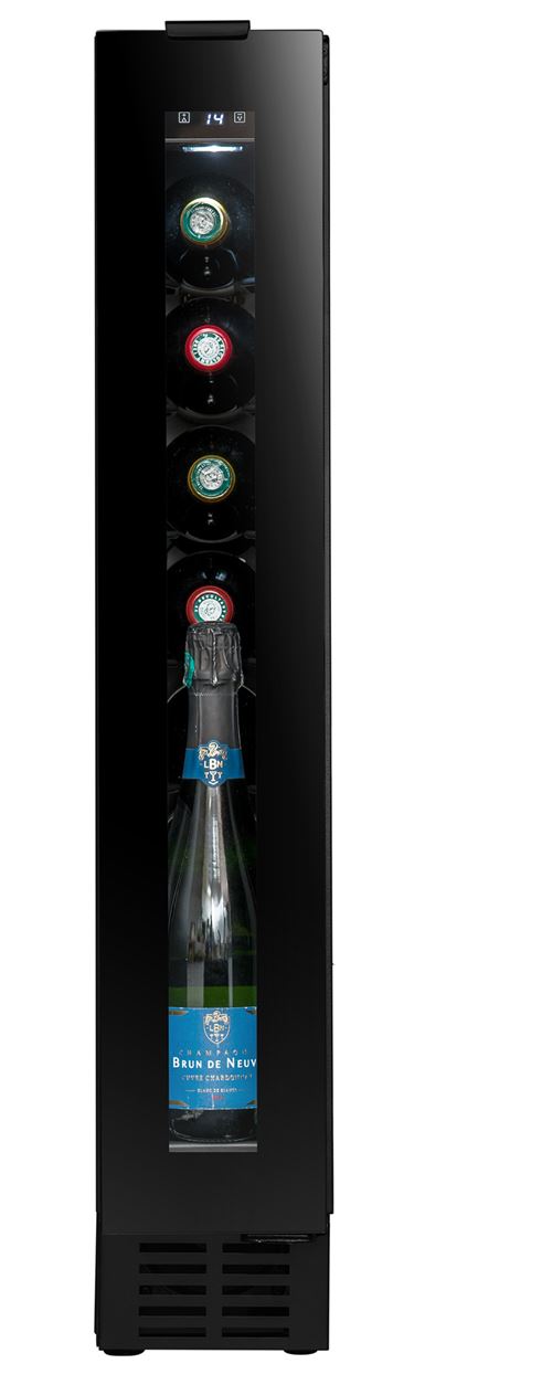 Cave de service encastrable sous plan, largeur 15 cm, 8 bouteilles, poignee discrete sous le plan de travail