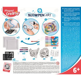 Maped Creativ - Blowpen Art - Kit de 24 Feutres Aérographes avec Tube Blowpen pour créer des