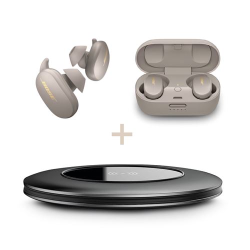 Pack Exclusif Ecouteurs Sans Fil Bluetooth Bose X Jain Earbuds Quietcomfort à Réduction Du Bruit Edition Limitée Beige Sable + Chargeur à Induction Plat Urban Factory 15 W Noir