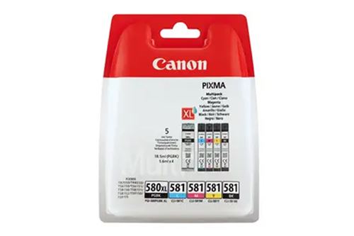 Pack de 5 cartouches d'encre Canon PK PGI580XL + CLI581