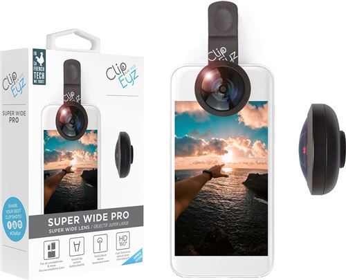 Objectif caméra pour smartphone Clipeyz Super Large Noir
