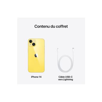 Apple - iPhone 14 128 Go, Jaune, Débloqué