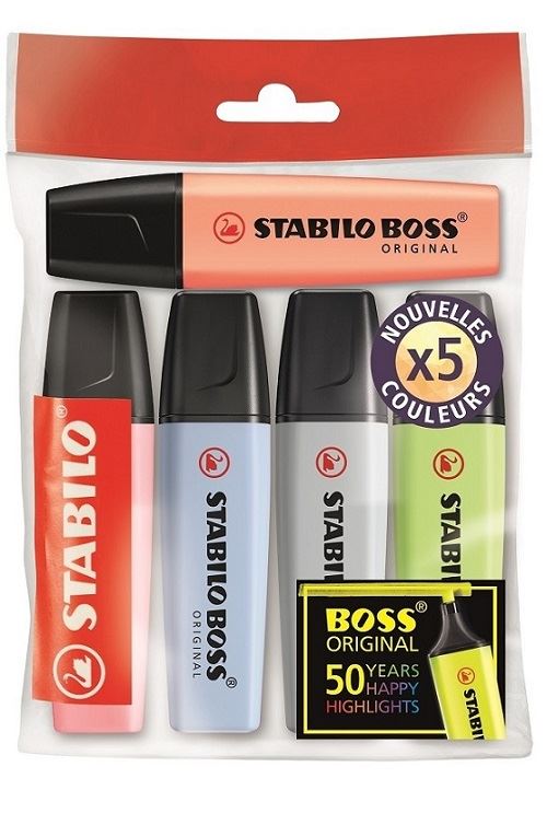 Pack de 5 surligneurs Stabilo Boss Original Pastel - Surligneur Et