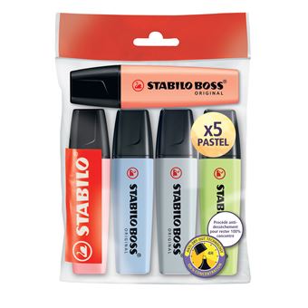 Pack de 5 surligneurs Stabilo Boss Original Pastel