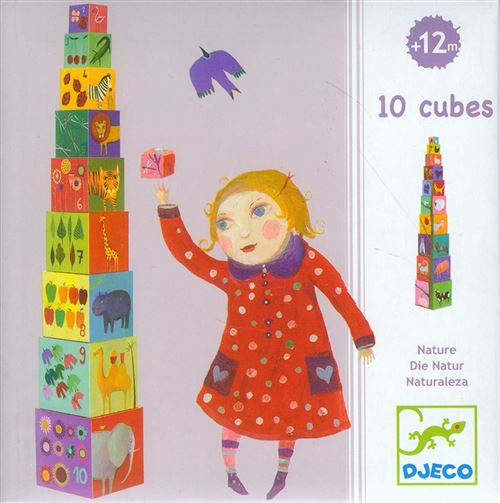 Djco Rouge 10 Cubes À Empiler Djeco Nature Et Animaux
